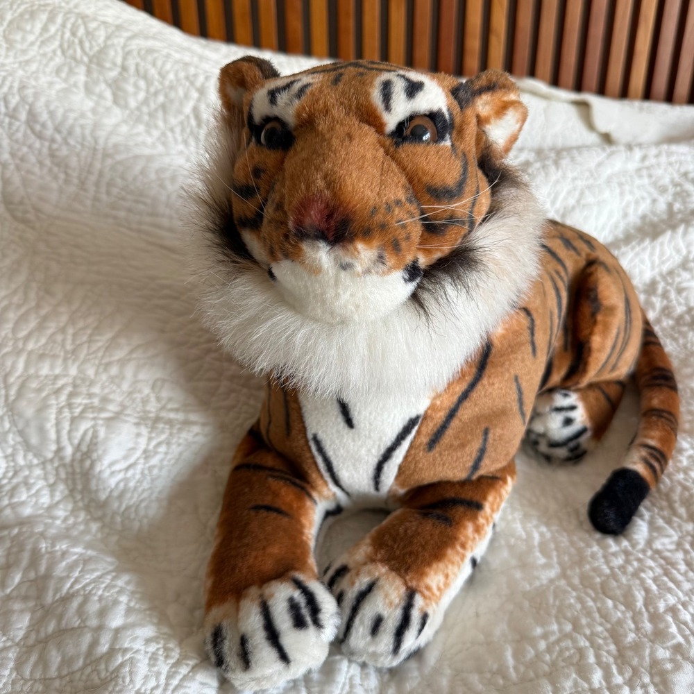 Toy Works LLC Realistic Bengal Tiger Plush Stuffed Animal 27" Large Laying Tiger - Picture 3 of 10